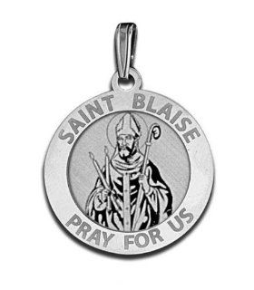 Saint Blaise Religious Medal   2/3 Inch Size of Dime, Sterling Silver Jewelry