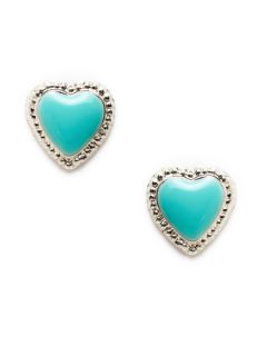 Aqua Beaded Heart Studs by Briati