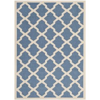 Safavieh Indoor/ Outdoor Courtyard Trellis pattern Blue/ Beige Rug (4 X 57)