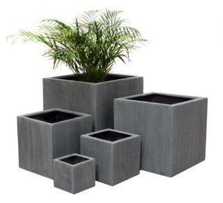 Grey Polystone Cube Planter   Small   20cm   5 Litre  Planter Boxes  Patio, Lawn & Garden