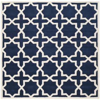 Handmade Moroccan Dark Blue Wool Indoor Rug (7 Square)