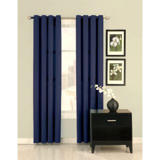 Ultimate Luxury Silk Allure 84 in L Solid Indigo Grommet Curtain Panel