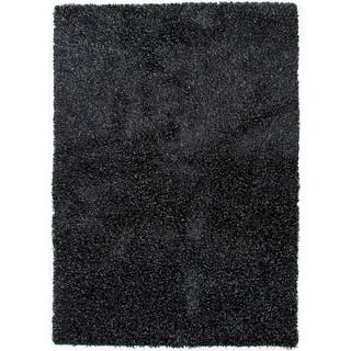 Handwoven Shags Solid pattern Gray/ Black Accent Rug (2 X 3)