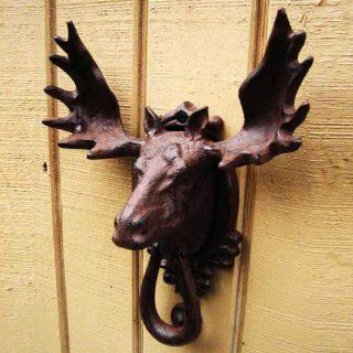Bull Moose Elk Door Knocker Rustic Cast Iron    