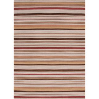 Handmade Flat weave Reversible Stripe pattern Multicolor Rug (9 X 12)