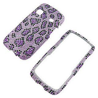 Rhinestones Protector Case for Samsung Replenish SPH M580, Purple Leopard Print Full Diamond Cell Phones & Accessories