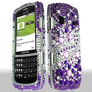 Purple Silver Bling Gem Jeweled Crystal Cover Case for Samsung Replenish SPH M580 Cell Phones & Accessories