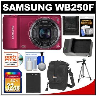 Samsung WB250F Smart Wi Fi Digital Camera (Red) with 32GB Card + Battery & Charger + Case + Tripod + Accessory Kit  Point And Shoot Digital Camera Bundles  Camera & Photo