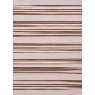 Handmade Flat weave Brown Stripe pattern Area Rug (8 X 10)