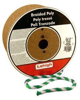 Lehigh GWSBP582 5/8 Inch by 200 Feet Polypropylene Solid Braided Rope, White/Green    
