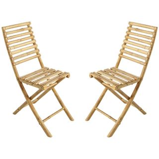 Hand Crafted Outdoor Bamboo Folding Chair   Set Of 2