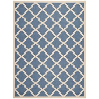 Safavieh Indoor/ Outdoor Courtyard Geometric pattern Blue/ Beige Rug (8 X 11)