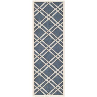 Safavieh Diamond pattern Indoor/outdoor Courtyard Navy/beige Rug (23 X 10)