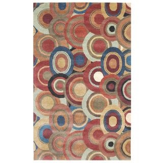 Hand tufted Beige/ Brown Abstract Pattern Wool/ Silk Rug (74x710)