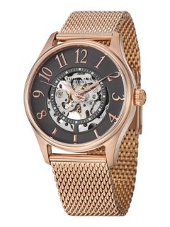 Mens Rose Gold Round Mesh Watch by Stuhrling Original