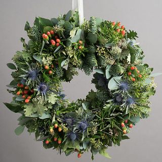highland festive foliage wreath by the flower studio
