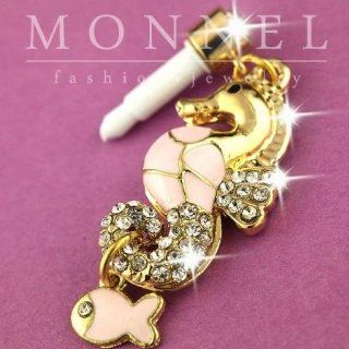 ip587 Cute Sea Horse Crystal Anti Dust Plug Cover Charm for iPhone 3.5mm Cell Phone Cell Phones & Accessories