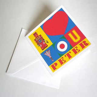 personalised 'i love you' pop art card by glyn west design