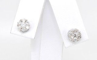 14K White Gold Diamond Stud Earrings Jewelry