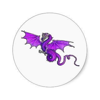 Purple Dragon Round Stickers
