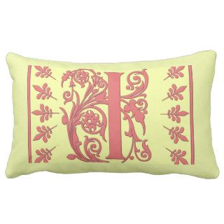 I INITIAL PILLOW   Pink I on YELLOW Background
