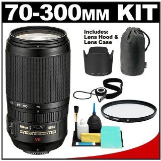 Nikon 70 300mm f/4.5 5.6G ED IF AF S VR Zoom Lens with HB 36 Hood & Pouch Case + UV Filter + Accessory Kit for D3100, D3200, D5100, D5200, D7000, D7100, D600, D800 Digital SLR Camera  Camera Lenses  Camera & Photo