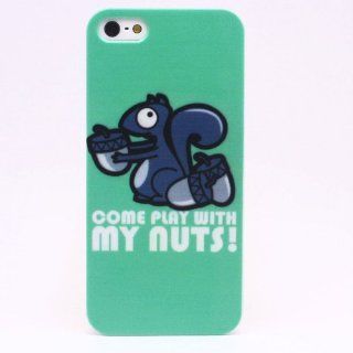 Pinlong Green Squirrel Clasp Pine Nuts Alphabet Mark Hard Back Shield Case Cover for iPhone 5 Cell Phones & Accessories