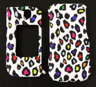 White with Rainbow Color Leopard Spots Rubber Texture LG U750 Zeal / Alias 2 Snap on Cell Phone Case + Microfiber Bag Cell Phones & Accessories
