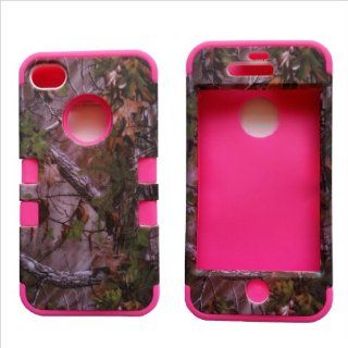 3 in 1 Green Camo With Pink Gel Realtree Hunting Camouflage High Impact Shock Defender Plastic Outside With Silicone Inside 3 in1 2D Hard Case Phone Cover 