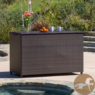 Christopher Knight Home Pensacola Large Brown Wicker Cushion Box Christopher Knight Home Outdoor Benches