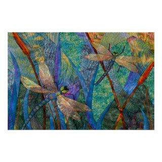 Colorful Dragonflies Poster