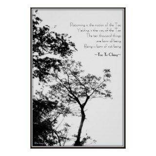 Tao Te Ching/Sunset Tree B&W Photography Poster