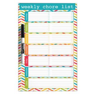 Medium Bright Weekly Chore List Dry Erase Board
