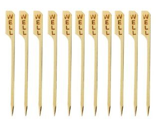 Pack of 100 Bamboo Steak Markers, Sharp Points, 3.5" Long (WELL) Steak Knife Sets Kitchen & Dining