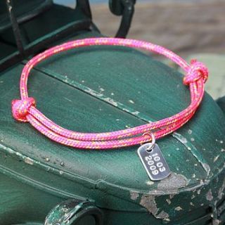 personalised men's cord with date bracelet by lisa angel