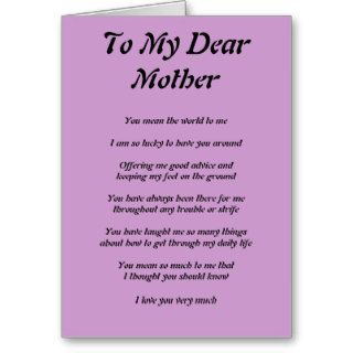 Mother's Poem Greeting Cards