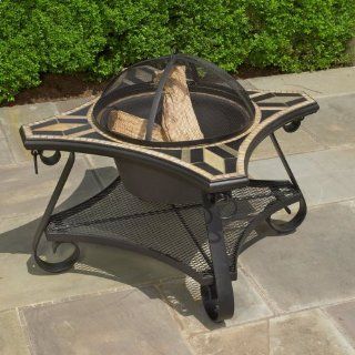 Alfresco Home San Marco Mosaic Fire Pit and Beverage Cooler Table  Patio, Lawn & Garden