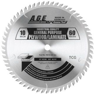A.G.E. Series MD10 601 Plywood/Laminate 10 Inch Diameter by 60 Teeth by 5/8 Inch Bore, Triple Chip Grind Carbide Tipped Saw Blade   Circular Saw Blades  