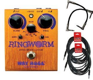 Way Huge WHE606 Ring Worm Ring Modulator Pedal Bundle 4 Free Cables Musical Instruments