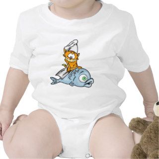 Cartoon Cat Chef and Fish Tshirts