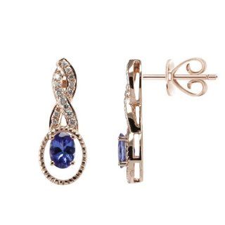 14K ExquisiteTanzanite Earrings with Diamonds Jewelry