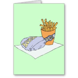 Burger Fries Junk Snack Food Cartoon Art Card