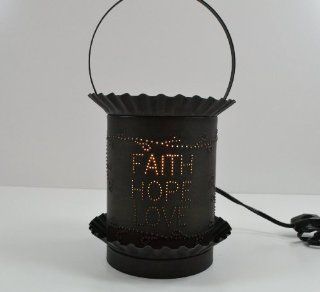 Irvin's Country Tinware #608VFHLKB   Jumbo Tartwarmer with Faith, Hope, and Love   Kettle Black Tin Finish   Candle Accessories