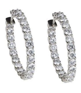 18k White Gold 3/4" Inside Out Diamond Hoop Earrings (7.11 cttw, E F Color, SI1 SI2 Clarity) Jewelry