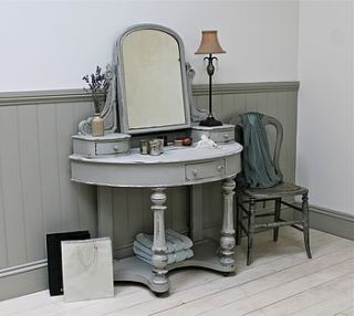elegant demi lune dressing table by distressed but not forsaken