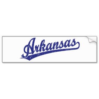 Arkansas script logo in blue bumper sticker