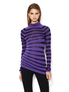 Striped Mesh Turtleneck Sweater by Emporio Armani