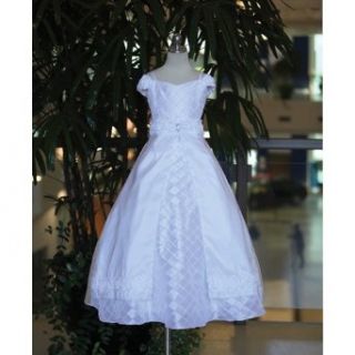 Angels Garment White Dress Girls 12 Communion Taffeta Ribbon Flower Angels Garment Clothing