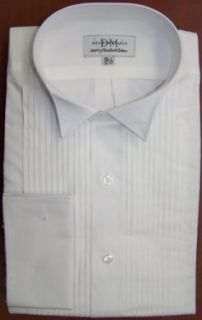 Devin Michaels White Tuxedo Shirt with Wing Tip Collar, French Cuff, with Pleats (17"  32/33) at  Mens Clothing store