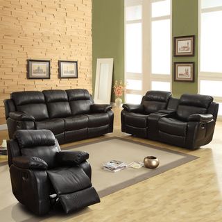 Eland Black Bonded Leather Sofa Set Living Room Sets